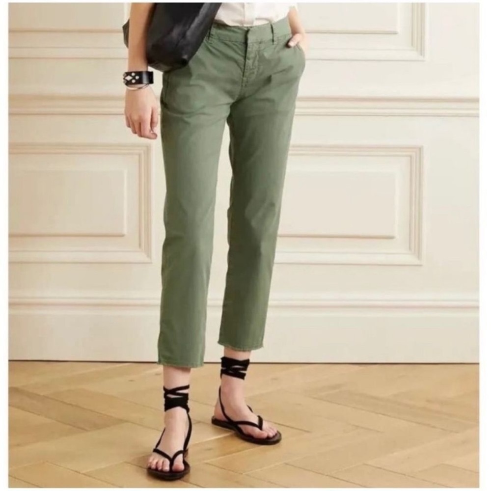 Nili Lotan East Hampton Frayed Hem Green Pants Size 2